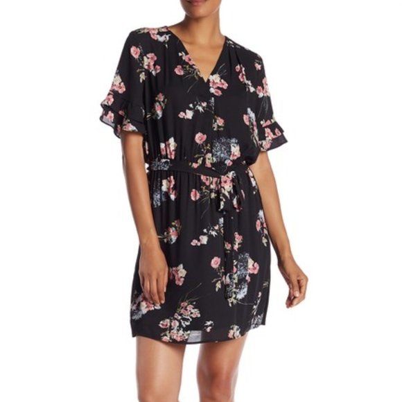 DR2 ruffled sleeve floral dress small P55 - Picture 1 of 8